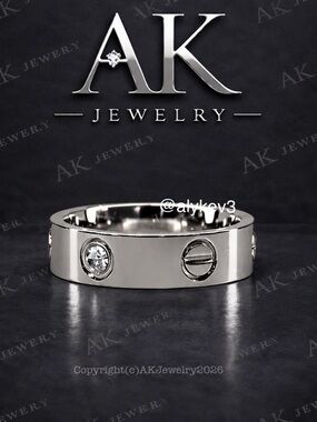 💎LUXURY 5mm MEDIUM Width Silver RING, Diamond & Screw Design, Both Styles in One